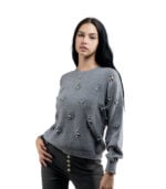 Pearly detail holey knit