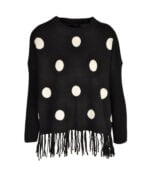 Frill sleeve stripe knit top