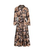 Animal floral print belted tiered dress