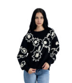 Embroidered cornelli floral knit top