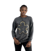 Gold foil denim daisy sweatshirt