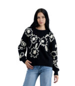 Embroidered cornelli floral knit top