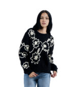 Embroidered cornelli floral knit top