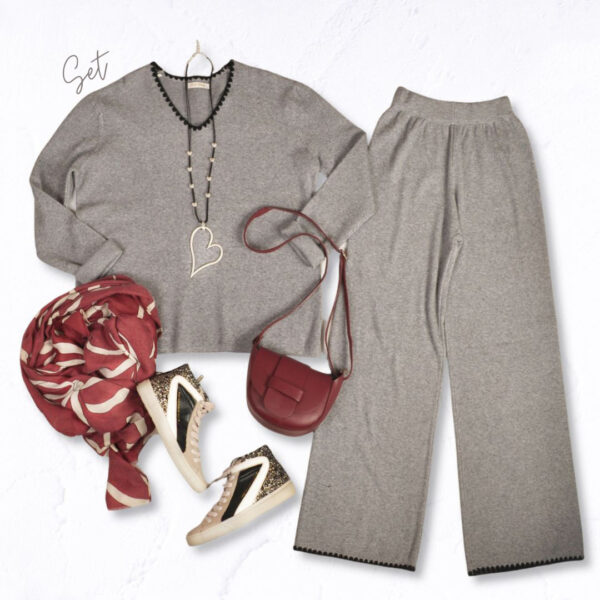 Blanket stitch top and pants set