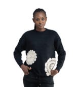 Crochet flower detail knit top