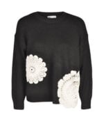 Crochet flower detail knit top