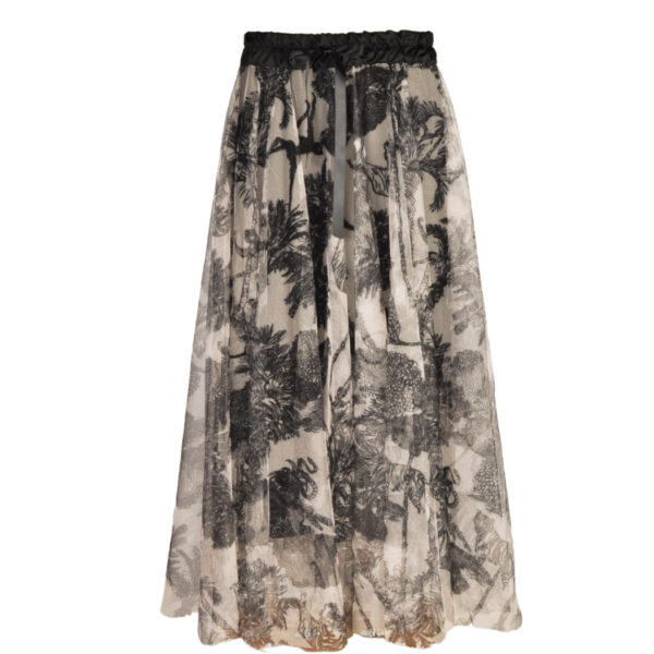Forest print mesh maxi skirt