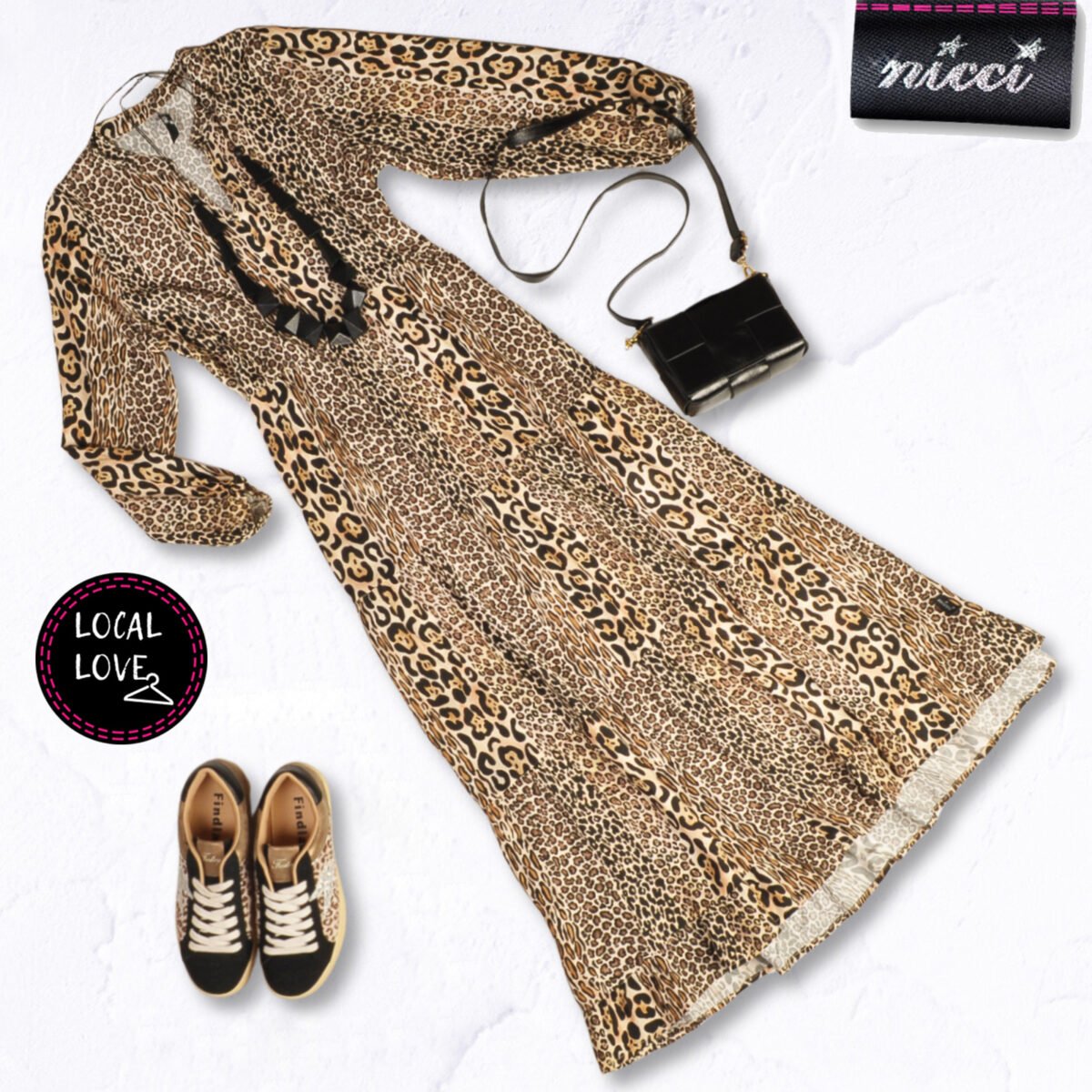 Nicci Shamwari Cybelle tiered animal print dress