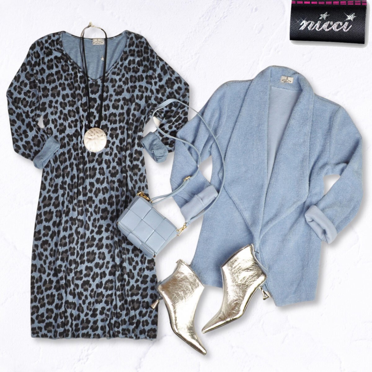 Leopard print oversized knit dress