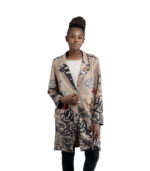 Graffiti peace love print suedette coat