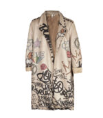 Graffiti peace love print suedette coat