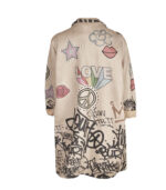 Graffiti peace love print suedette coat
