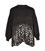 Lace detail oversized knit top