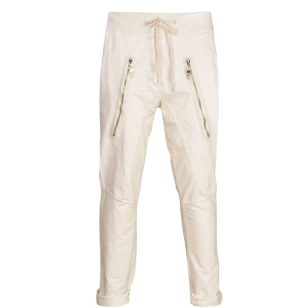 2-Textured long zip drawstring pants