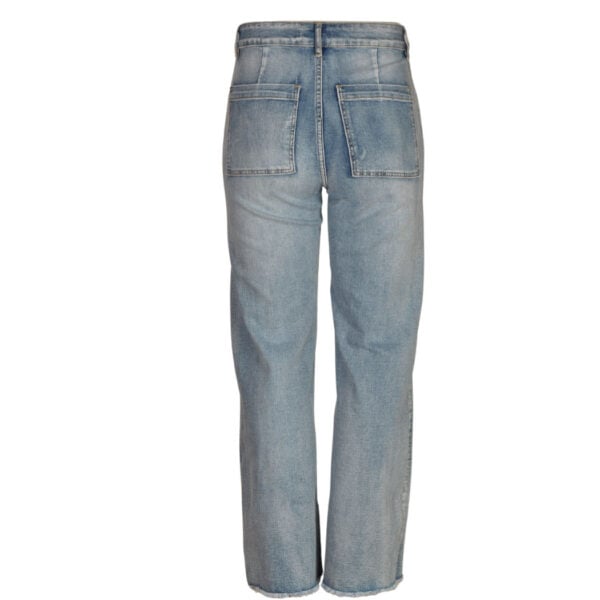 Raw-edge straight leg jeans