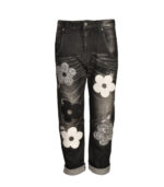 Flocked daisy torn jeans