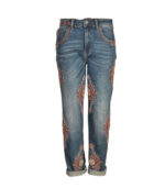 Embroidered sequin jeans