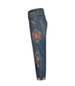 Embroidered sequin jeans
