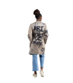 Graffiti print suedette coat