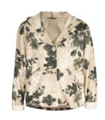 Hooded floral sweatshirt jacket