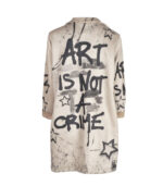 Graffiti print suedette coat