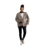 Foil love peace animal print jacket