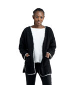 Blanket stitch boucle coat