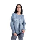 Denim detail sweatshirt