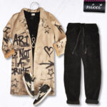 Graffiti print suedette coat