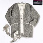 Blanket stitch boucle coat