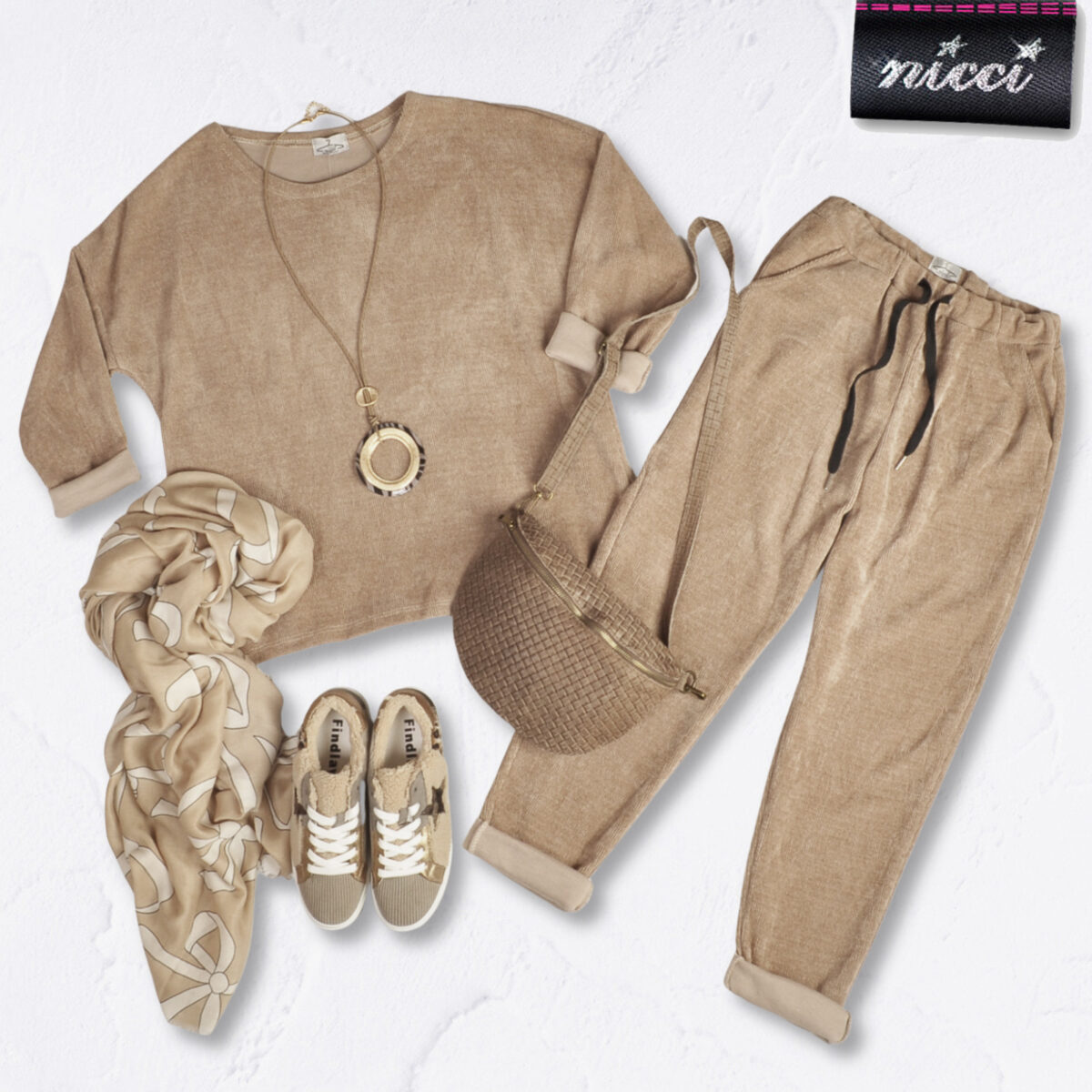 Chenille style relaxed knit drawstring pants