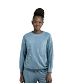 Diamante denim circle oversized sweatshirt