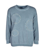 Diamante denim circle oversized sweatshirt