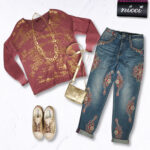 Overdyed gold foil knit top
