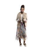 Embroidered dragon botanical print skirt
