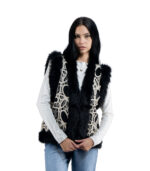 Fur detail crochet waistcoat