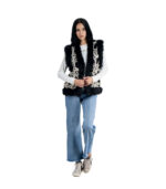 Fur detail crochet waistcoat