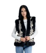 Fur detail crochet waistcoat