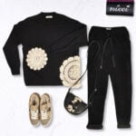 Crochet flower detail knit top