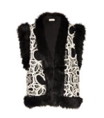 Fur detail crochet waistcoat