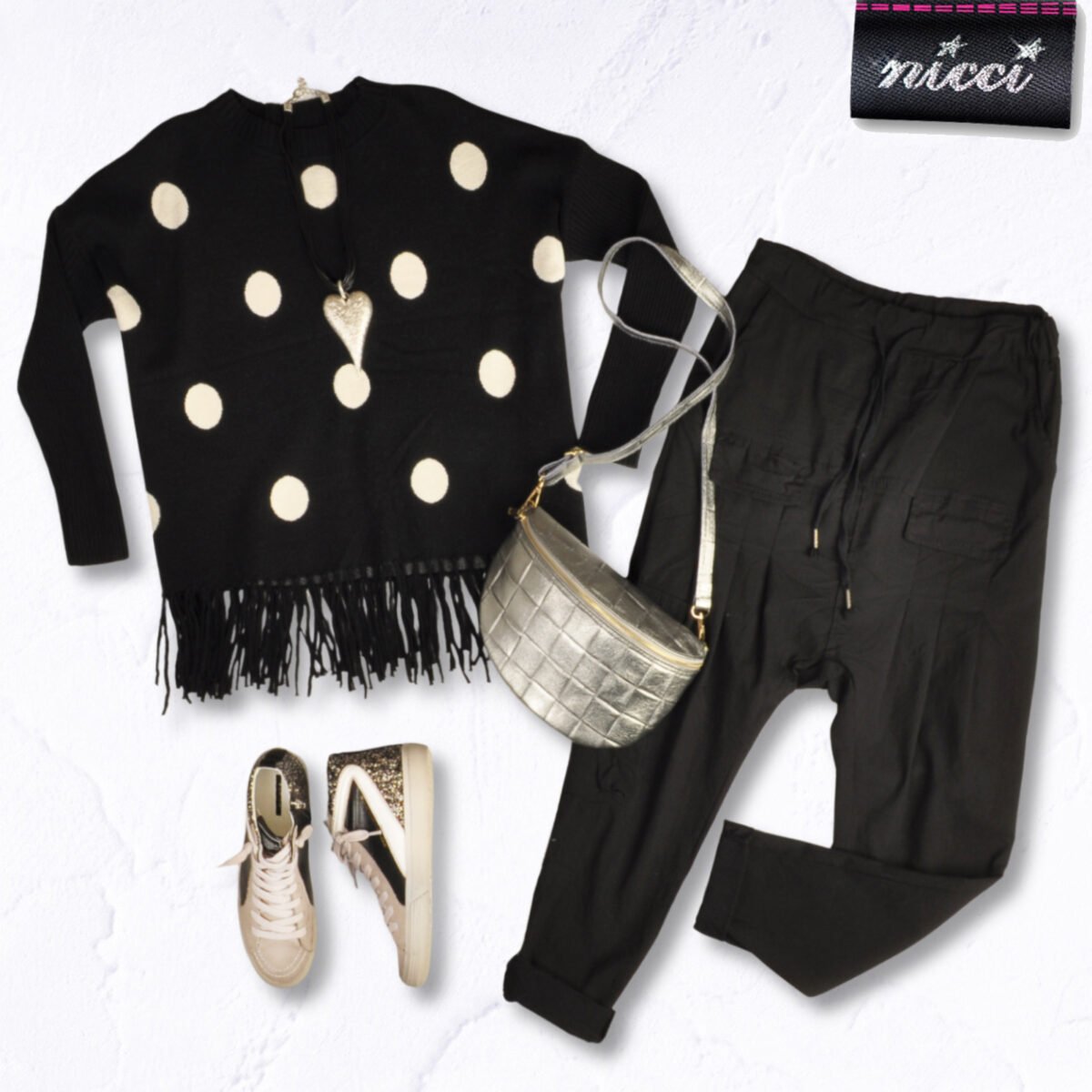 Frill sleeve stripe knit top