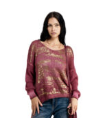 Overdyed gold foil knit top