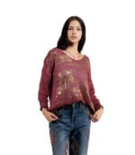 Overdyed gold foil knit top