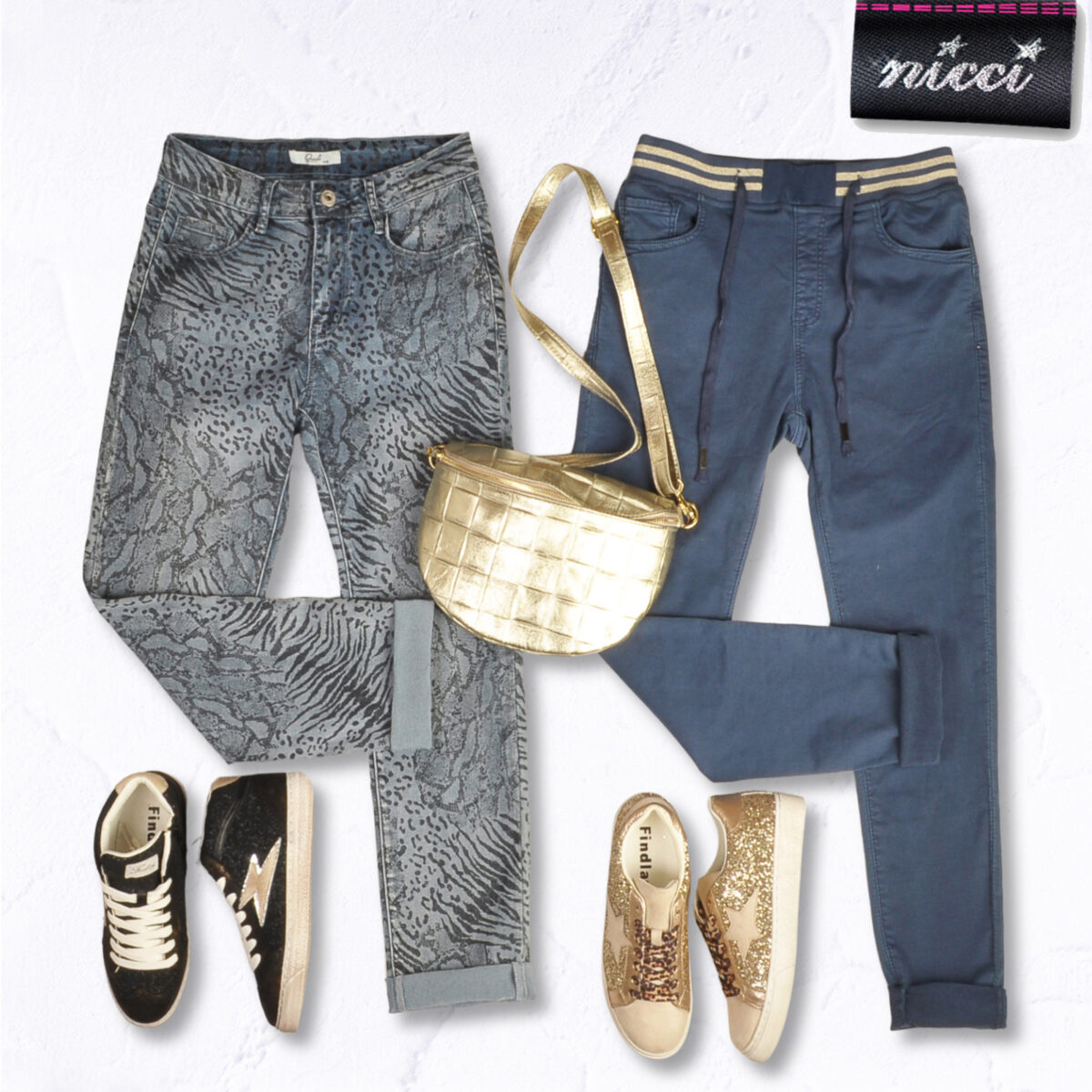 Stretch waistband lurex jogger