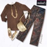 Animal flower print reversible flare pants