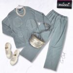 Diamante denim circle oversized sweatshirt