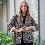 Foil love peace animal print jacket