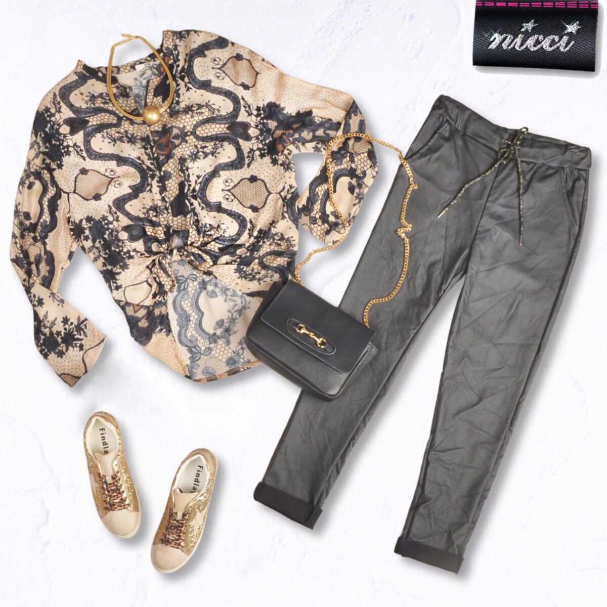 Drawstring leatherette pants