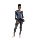 Animal print ribbed top