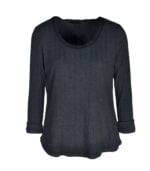 Raw-edge round neck ribbed top